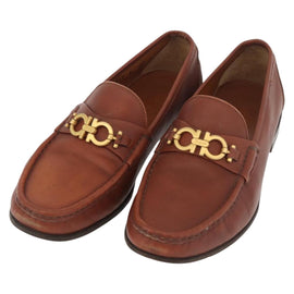 Salvatore Ferragamo Gancini Loafers Leather 8 Brown Auth 174630A