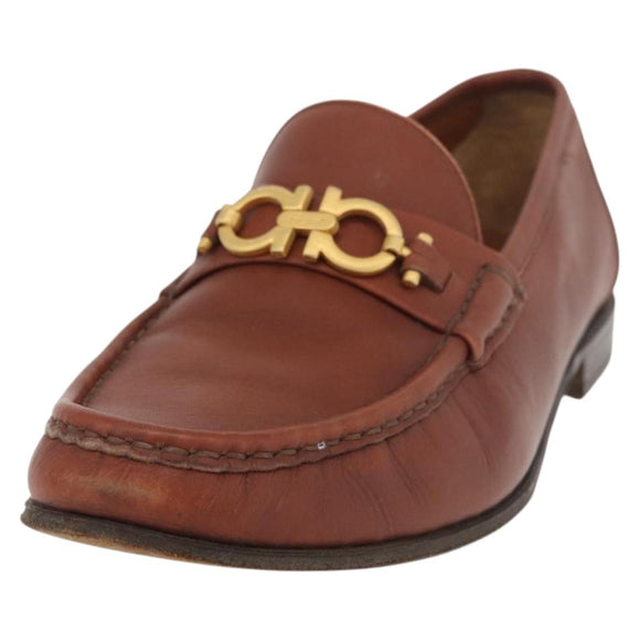 Salvatore Ferragamo Gancini Loafers Leather 8 Brown Auth 174630A