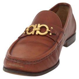 Salvatore Ferragamo Gancini Loafers Leather 8 Brown Auth 174630A - 0
