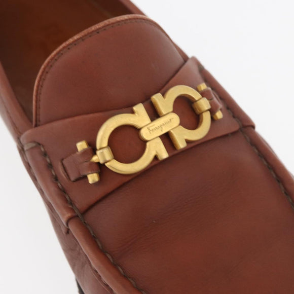 Salvatore Ferragamo Gancini Loafers Leather 8 Brown Auth 174630A