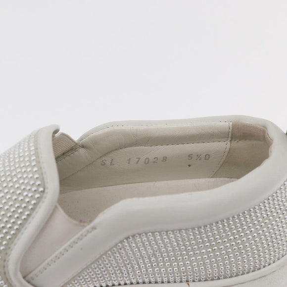Salvatore Ferragamo Gancini Slipon Leather 5 1/2 D Silver Auth 174632A