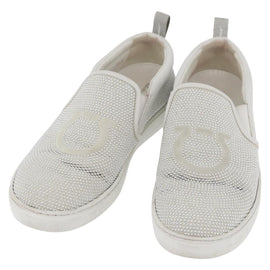 Salvatore Ferragamo Gancini Slipon Leather 5 1/2 D Silver Auth 174632A