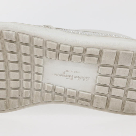 Salvatore Ferragamo Gancini Slipon Leather 5 1/2 D Silver Auth 174632A