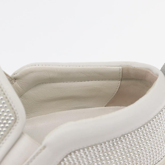 Salvatore Ferragamo Gancini Slipon Leather 5 1/2 D Silver Auth 174632A