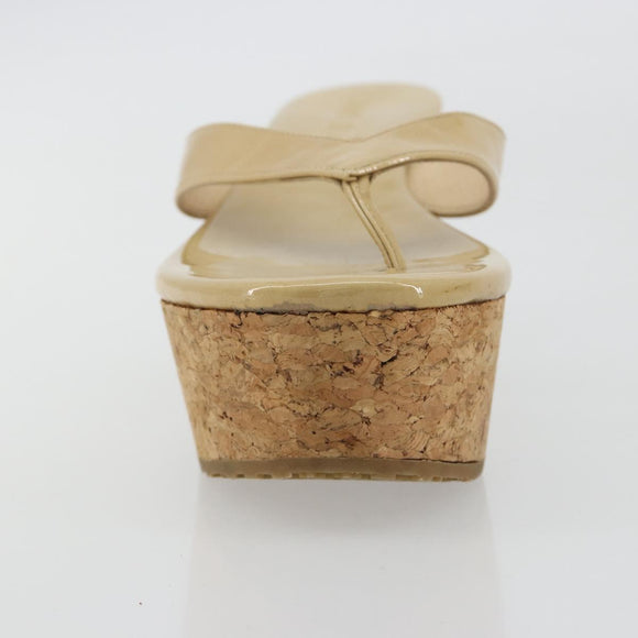 Jimmy Choo Kork-Wedge-Sandalen Lackleder Beige Auth 174633A