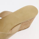 Jimmy Choo Cork Wedge Sandals Patent leather Beige Auth 174633A-13