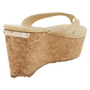 Jimmy Choo Cork Wedge Sandals Patent leather Beige Auth 174633A-17