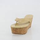 Jimmy Choo Kork-Wedge-Sandalen Lackleder Beige Auth 174633A-18