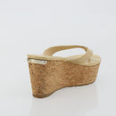 Jimmy Choo Kork-Wedge-Sandalen Lackleder Beige Auth 174633A-19