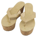 Jimmy Choo Kork-Wedge-Sandalen Lackleder Beige Auth 174633A-1