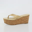 Jimmy Choo Kork-Wedge-Sandalen Lackleder Beige Auth 174633A-21