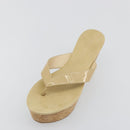 Jimmy Choo Kork-Wedge-Sandalen Lackleder Beige Auth 174633A-22