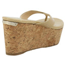 Jimmy Choo Kork-Wedge-Sandalen Lackleder Beige Auth 174633A-3
