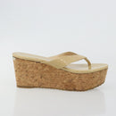 Jimmy Choo Kork-Wedge-Sandalen Lackleder Beige Auth 174633A-4