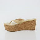 Jimmy Choo Kork-Wedge-Sandalen Lackleder Beige Auth 174633A-5