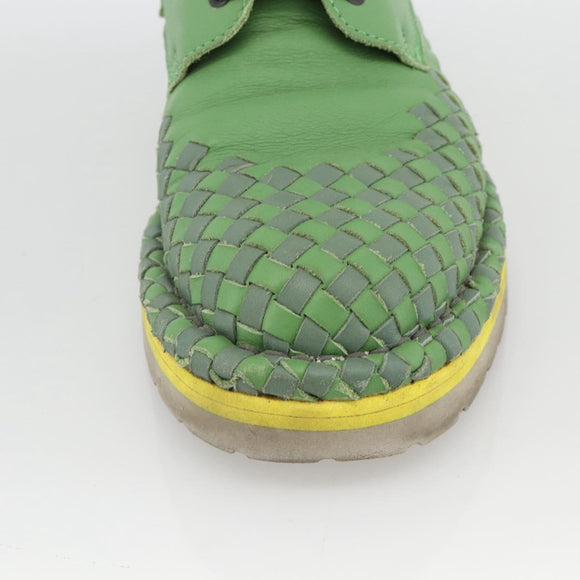 BOTTEGA VENETA INTRECCIATO Mid Cut Sneakers Leather Green Auth 174635A