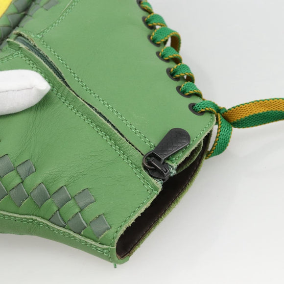BOTTEGA VENETA INTRECCIATO Mid Cut Sneakers Leather Green Auth 174635A