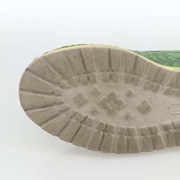 BOTTEGA VENETA INTRECCIATO Mid Cut Sneakers Leather Green Auth 174635A