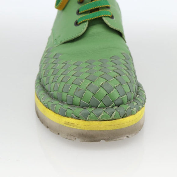 BOTTEGA VENETA INTRECCIATO Mid Cut Sneakers Leather Green Auth 174635A