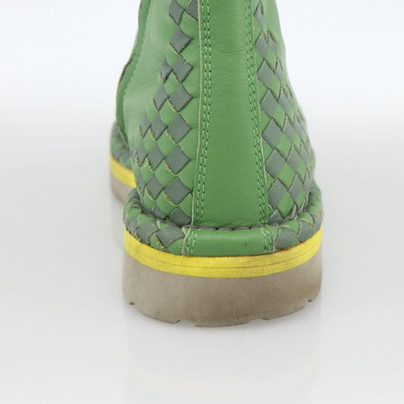 BOTTEGA VENETA INTRECCIATO Mid Cut Sneakers Leather Green Auth 174635A