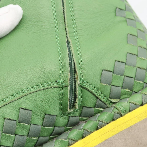 BOTTEGA VENETA INTRECCIATO Mid Cut Sneakers Leather Green Auth 174635A