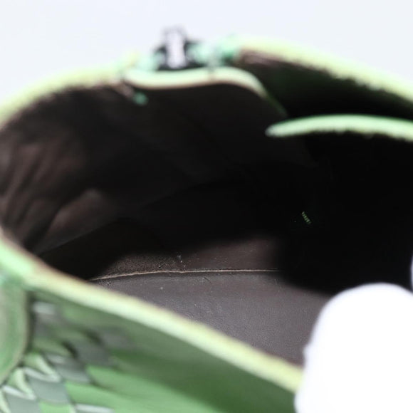 BOTTEGA VENETA INTRECCIATO Mid Cut Sneakers Leather Green Auth 174635A