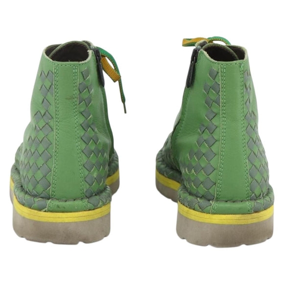 BOTTEGA VENETA INTRECCIATO Mid Cut Sneakers Leather Green Auth 174635A