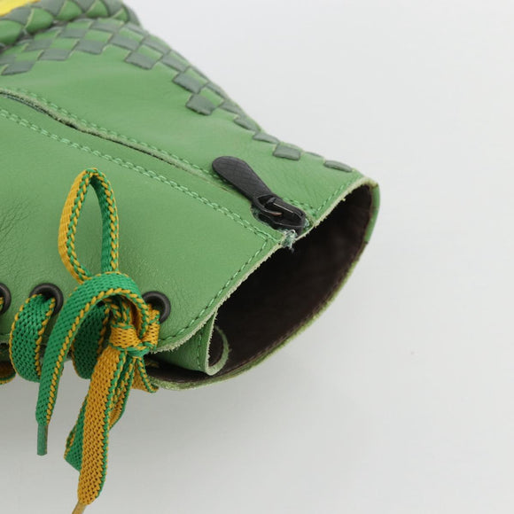 BOTTEGA VENETA INTRECCIATO Mid Cut Sneakers Leather Green Auth 174635A