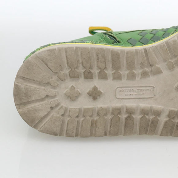 BOTTEGA VENETA INTRECCIATO Mid Cut Sneakers Leather Green Auth 174635A