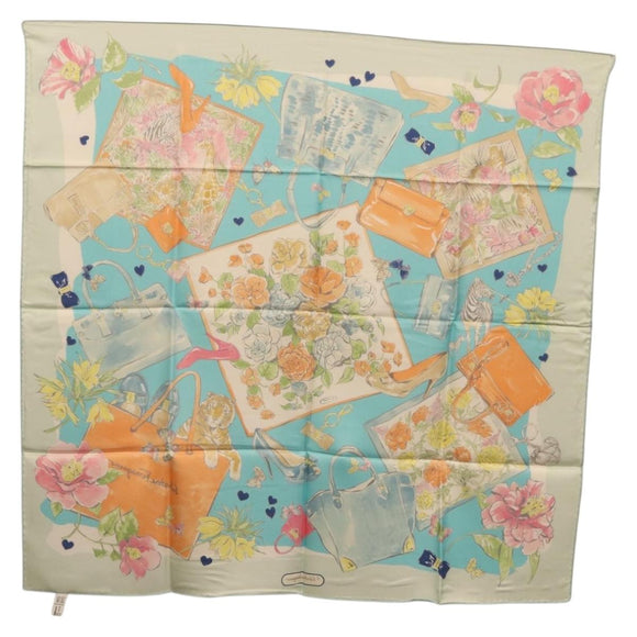 Salvatore Ferragamo Scarf Silk Light Blue Auth 174638A