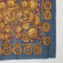 CHANEL Scarf Wool Silk Navy CC Auth 174639A-10