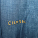 CHANEL Scarf Wool Silk Navy CC Auth 174639A-11