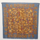 CHANEL Scarf Wool Silk Navy CC Auth 174639A-12