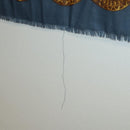 CHANEL Scarf Wool Silk Navy CC Auth 174639A-13