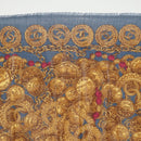 CHANEL Scarf Wool Silk Navy CC Auth 174639A-3