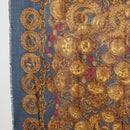 CHANEL Scarf Wool Silk Navy CC Auth 174639A-5