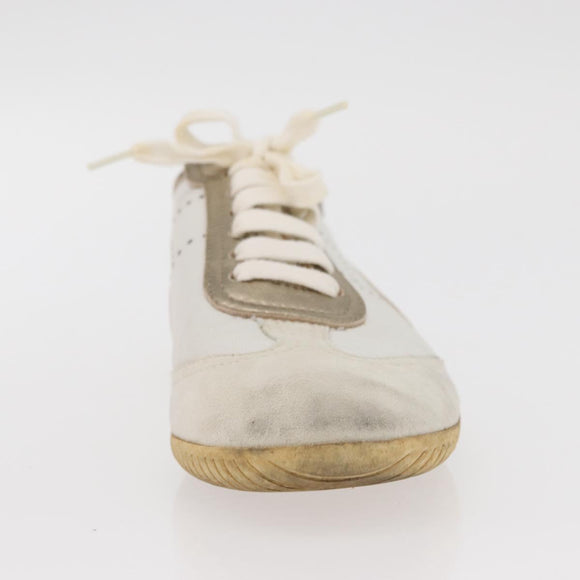 HERMES Sneakers Leather White Auth 174640A