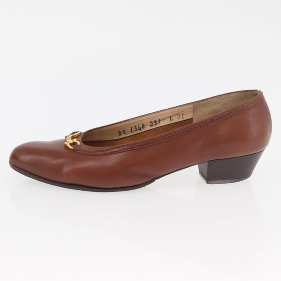 Salvatore Ferragamo Pumps Leather 6 Brown Auth 174642A