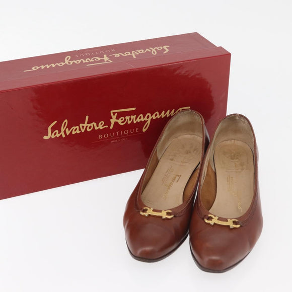 Salvatore Ferragamo Pumps Leather 6 Brown Auth 174642A