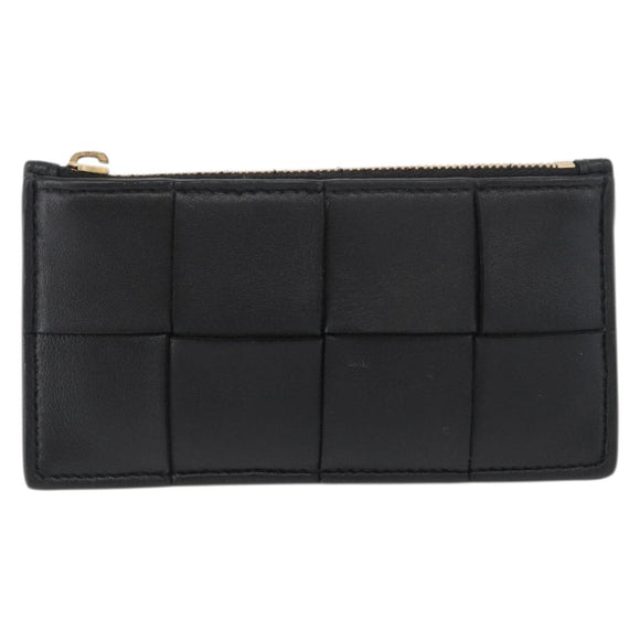 BOTTEGA VENETA Coin Purse Leather Black Auth 174643