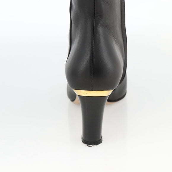Salvatore Ferragamo Knee High Boots Leather 5 1/2 Black Auth 174646A