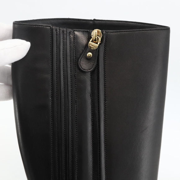 Salvatore Ferragamo Knee High Boots Leather 5 1/2 Black Auth 174646A