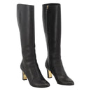 Salvatore Ferragamo Knee High Boots Leather 5 1/2 Black Auth 174646A-1