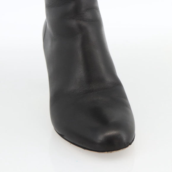 Salvatore Ferragamo Knee High Boots Leather 5 1/2 Black Auth 174646A