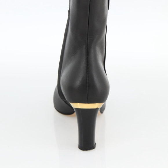 Salvatore Ferragamo Knee High Boots Leather 5 1/2 Black Auth 174646A