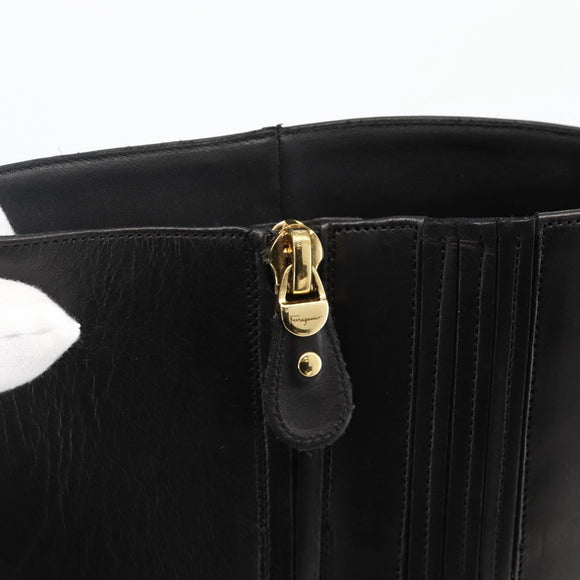 Salvatore Ferragamo Knee High Boots Leather 5 1/2 Black Auth 174646A