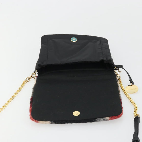 BLUE LABEL CRESTBRIDGE CB Check Shoulder Bag Nylon Wool Gold Red Auth 174651A