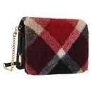 BLUE LABEL CRESTBRIDGE CB Check Shoulder Bag Nylon Wool Gold Red Auth 174651A-1