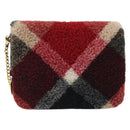 BLUE LABEL CRESTBRIDGE CB Check Shoulder Bag Nylon Wool Gold Red Auth 174651A-13