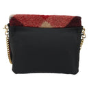 BLUE LABEL CRESTBRIDGE CB Check Shoulder Bag Nylon Wool Gold Red Auth 174651A-2